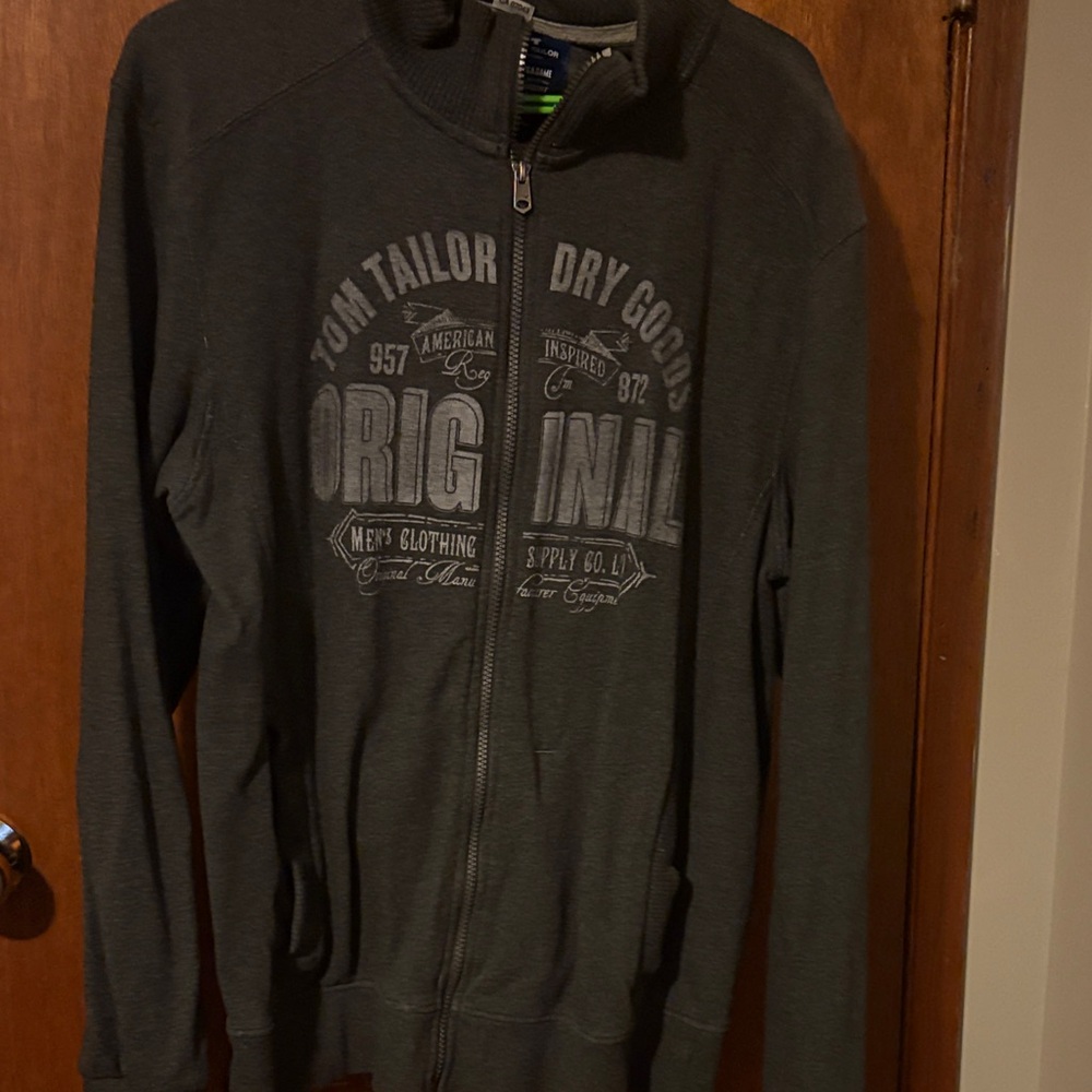 Tom Tailor Men's Dark Gray Zip-Up Sweater